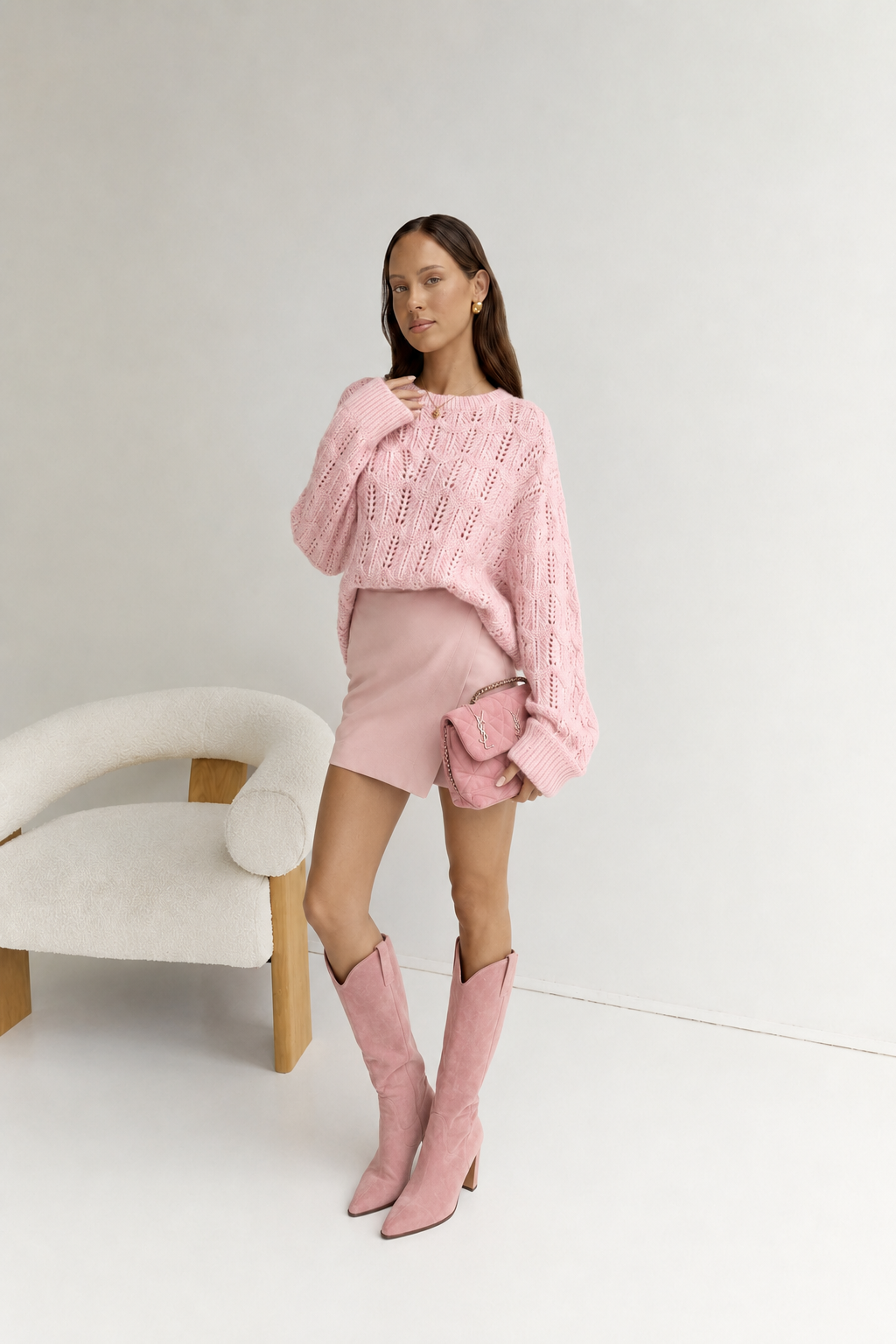 Openwork Round Neck Sweater