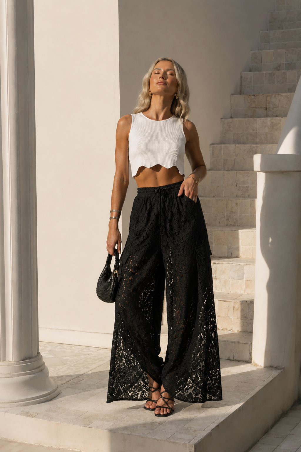 Lace Wide-Leg Pants