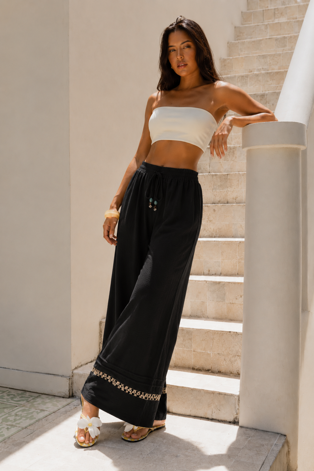 Casual Wide Leg Drawstring Pants