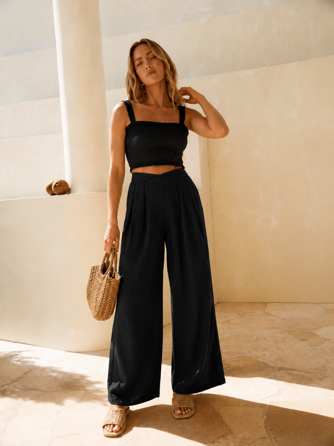 Crossed Waist Loose Pants