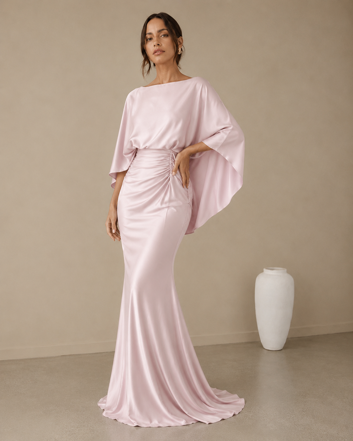 Sleeve Ruched Maxi