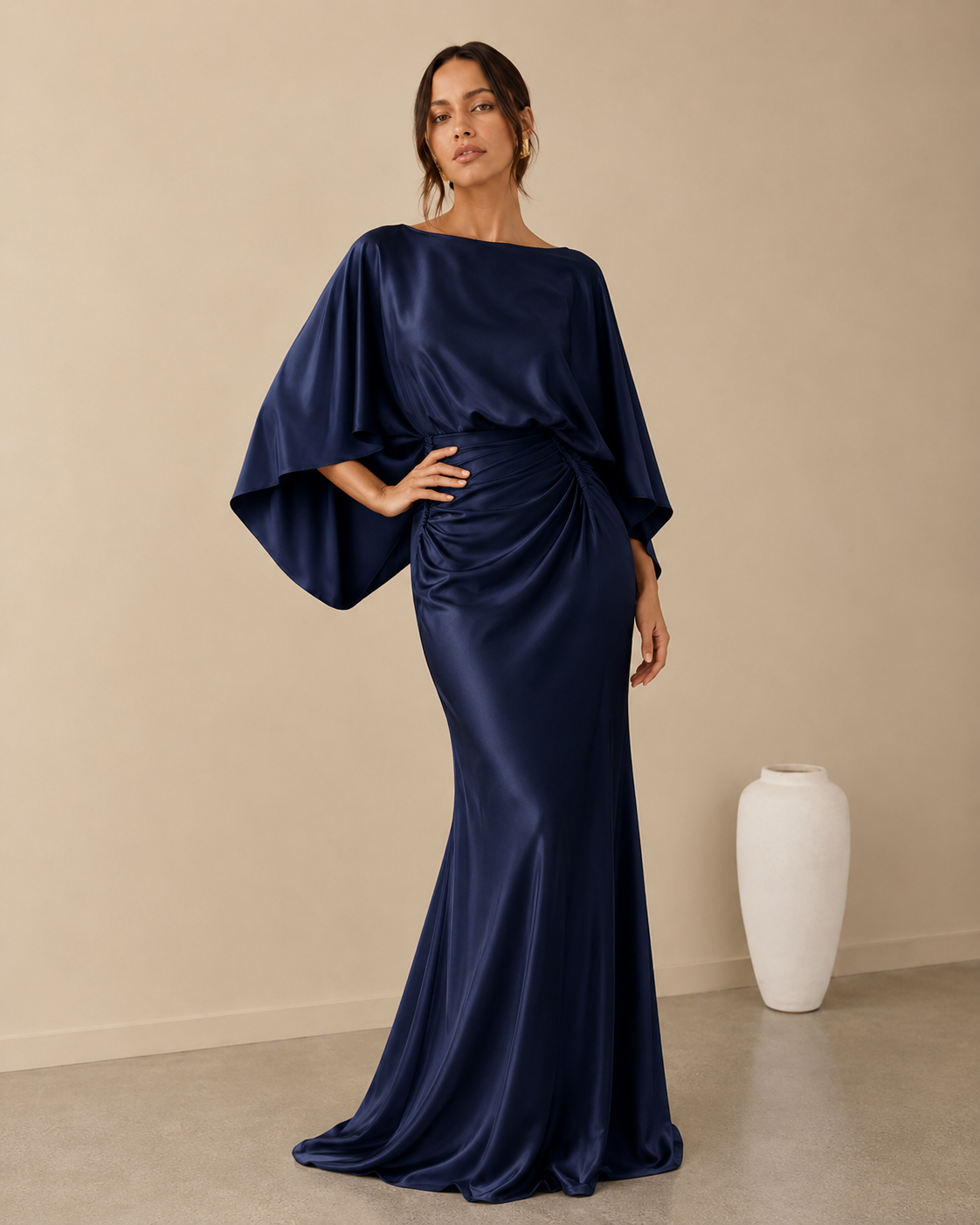 Sleeve Ruched Maxi