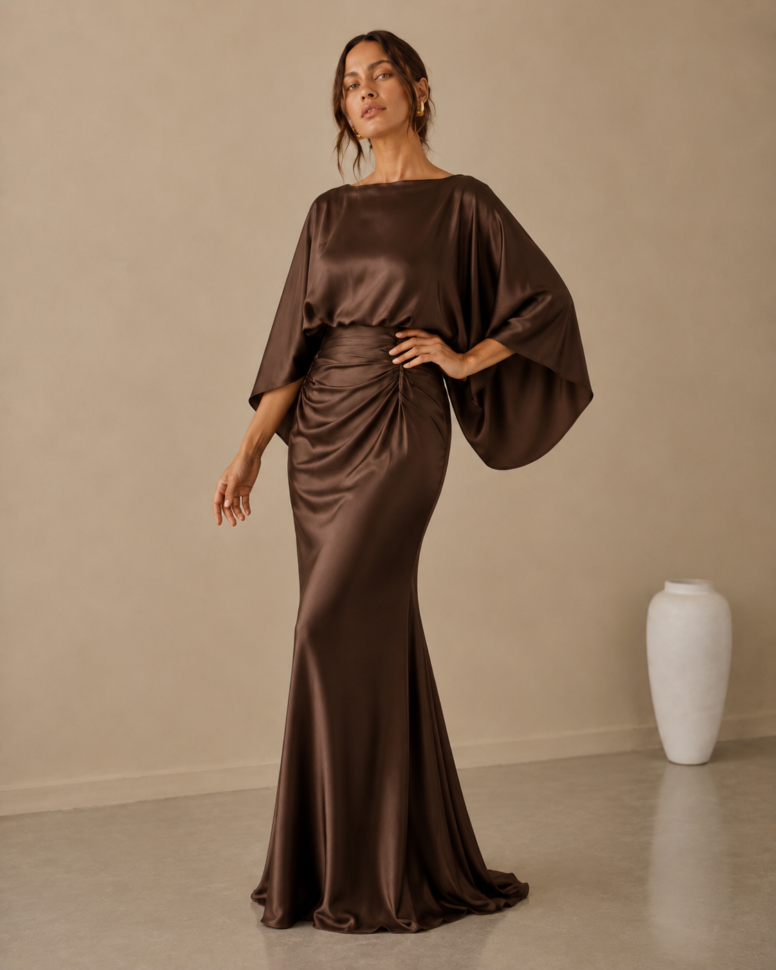 Sleeve Ruched Maxi