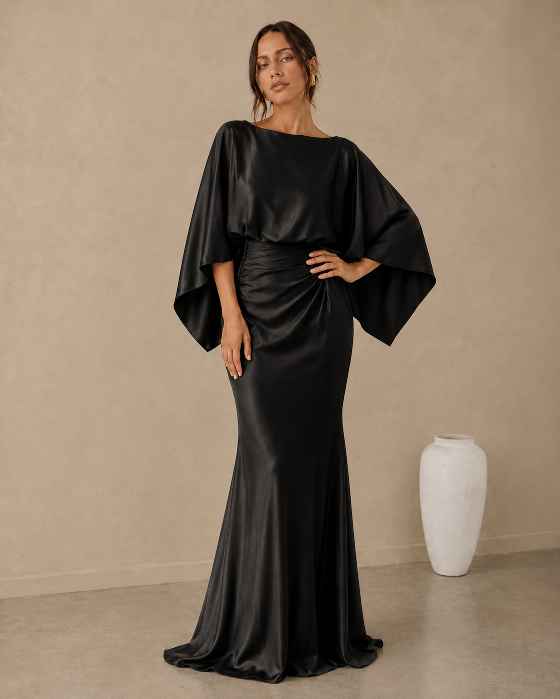 Sleeve Ruched Maxi