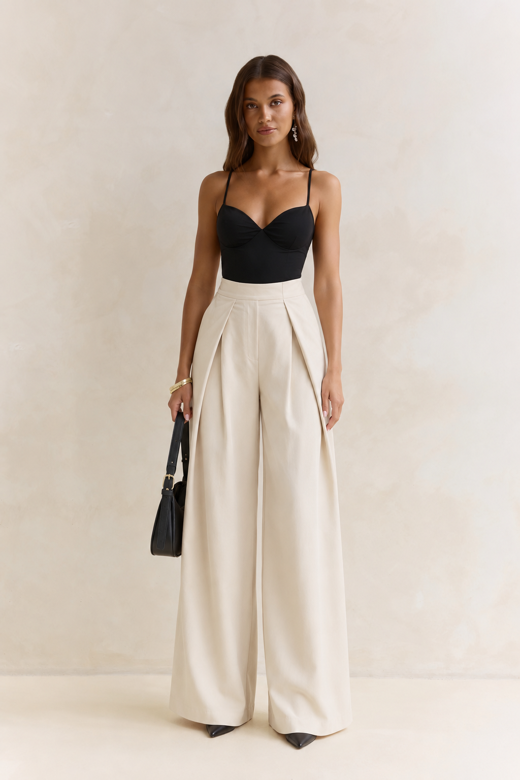 High-Waisted Pleated Wide Leg Pants