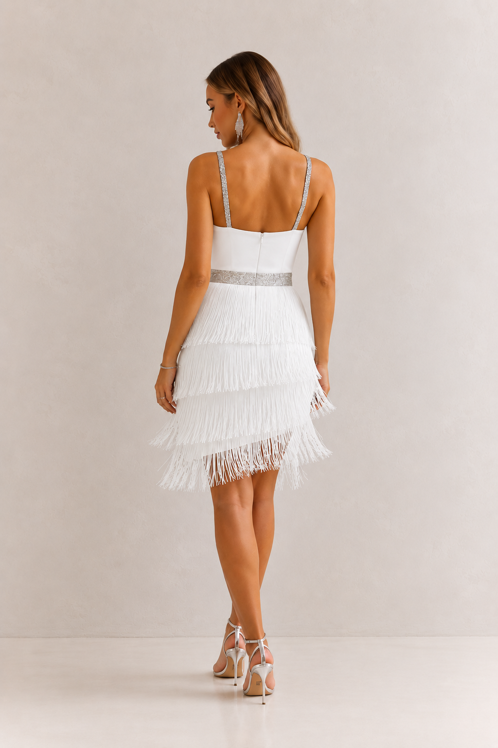 Fringe Trim Cami Mini Dress