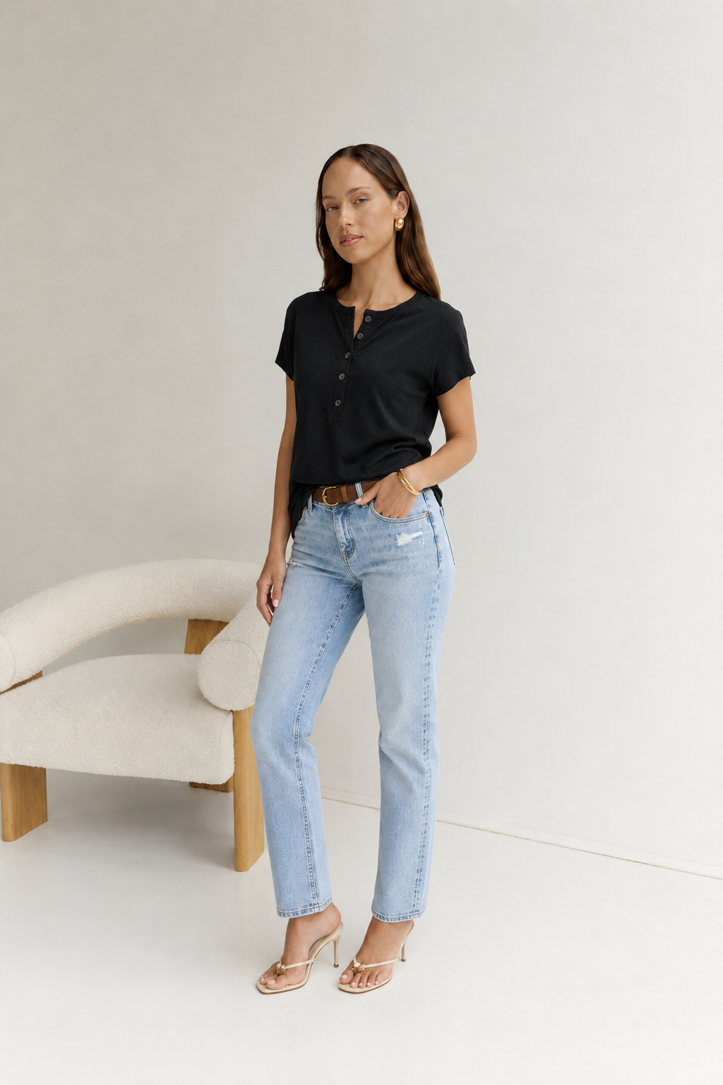 Half Button Top