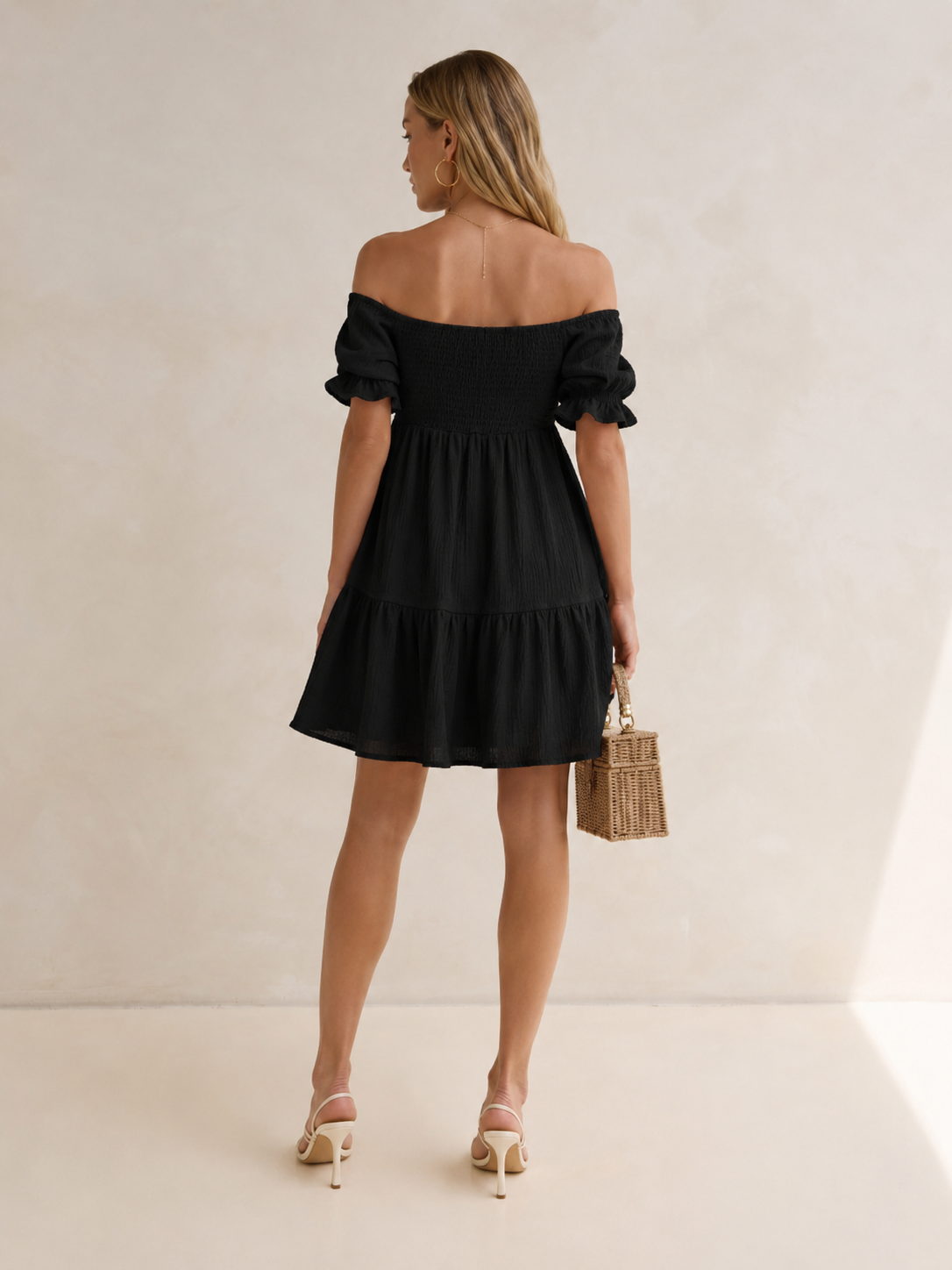 Smocked Off-Shoulder Mini Dress