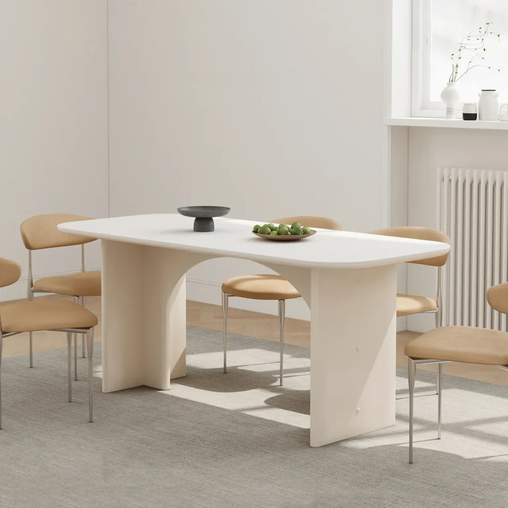 Luxury Nordic marble dining table with a sleek design for modern dining rooms.