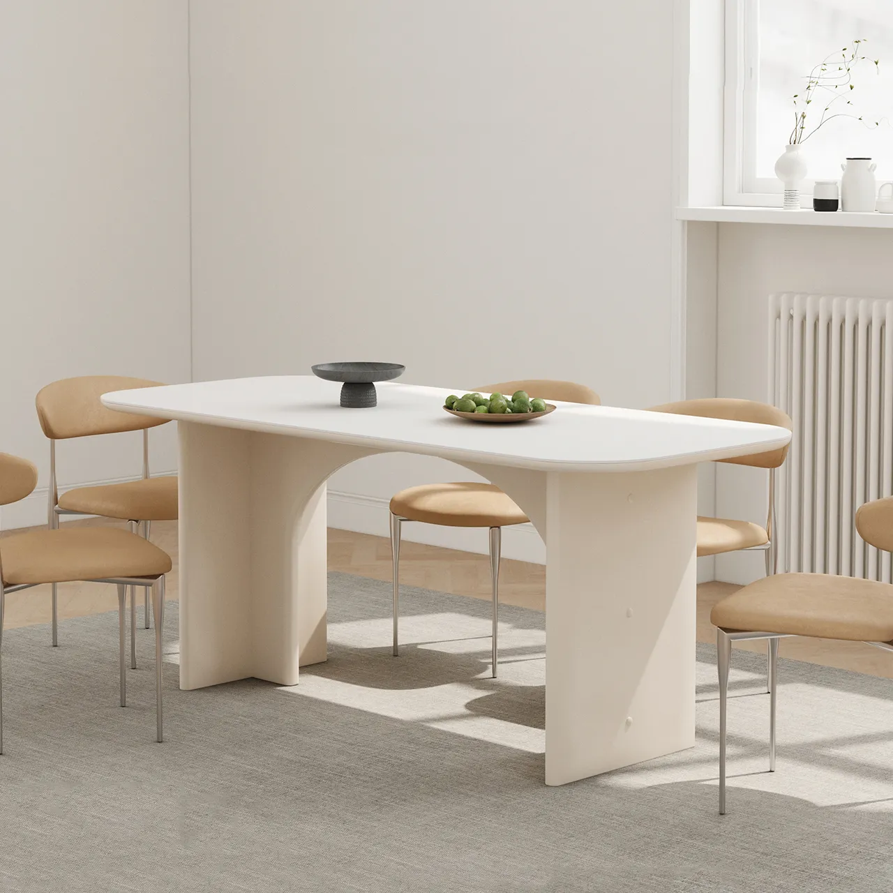 Luxury Nordic marble dining table with a sleek design for modern dining rooms.